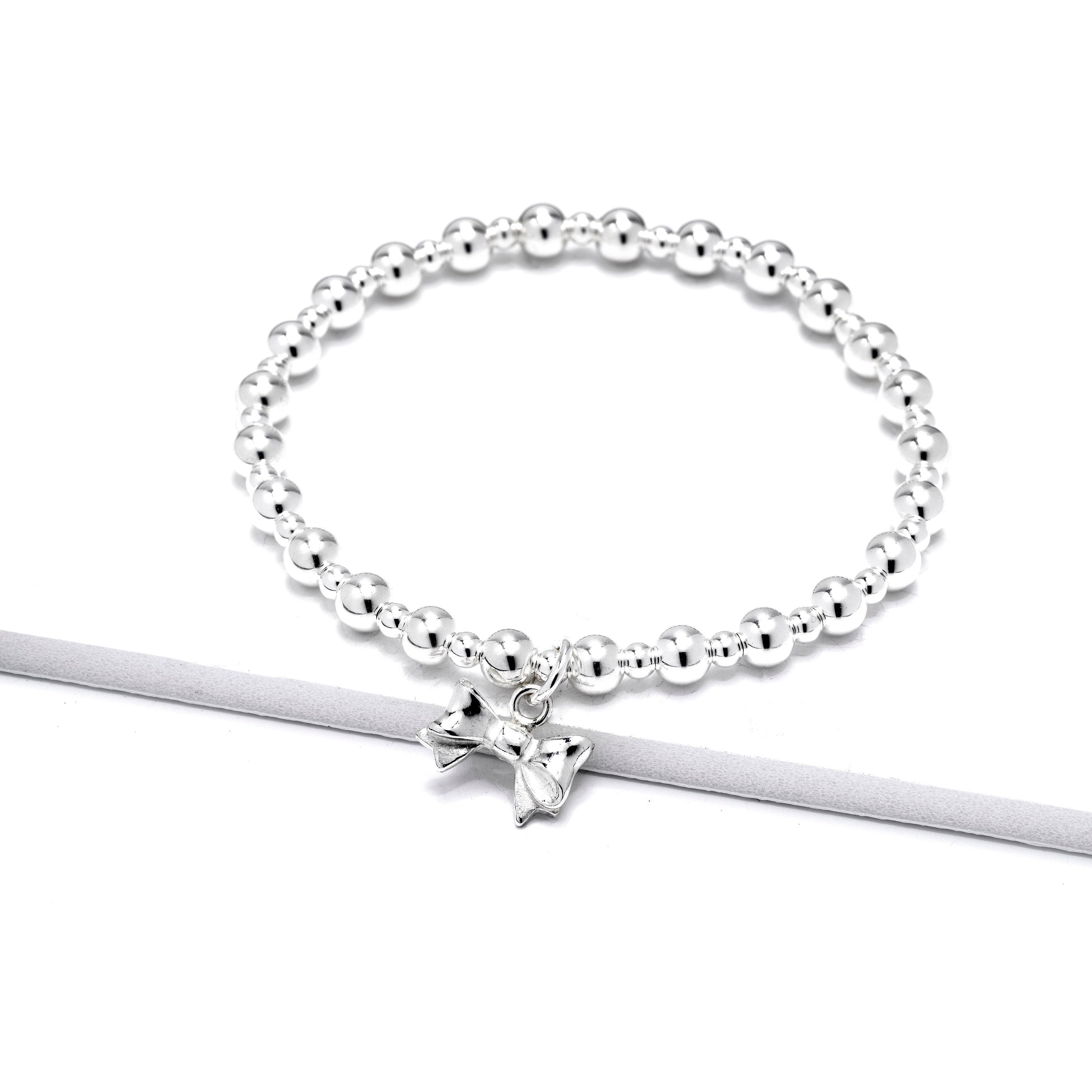 Sterling Silver Bow Bracelet Birthday Gift for Her