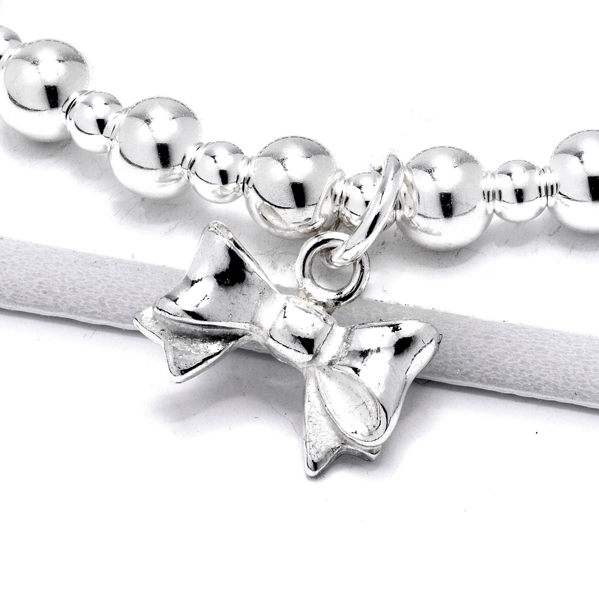 Sterling Silver Bow Bracelet Birthday Gift for Her