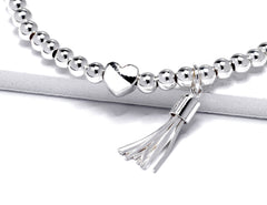 Tassel Bracelet, Sterling Silver Tassel Bracelet, Sterling Silver Stretch Bracelet, Tassel Jewellery, Silver Charm Bracelet, Gift For Her
