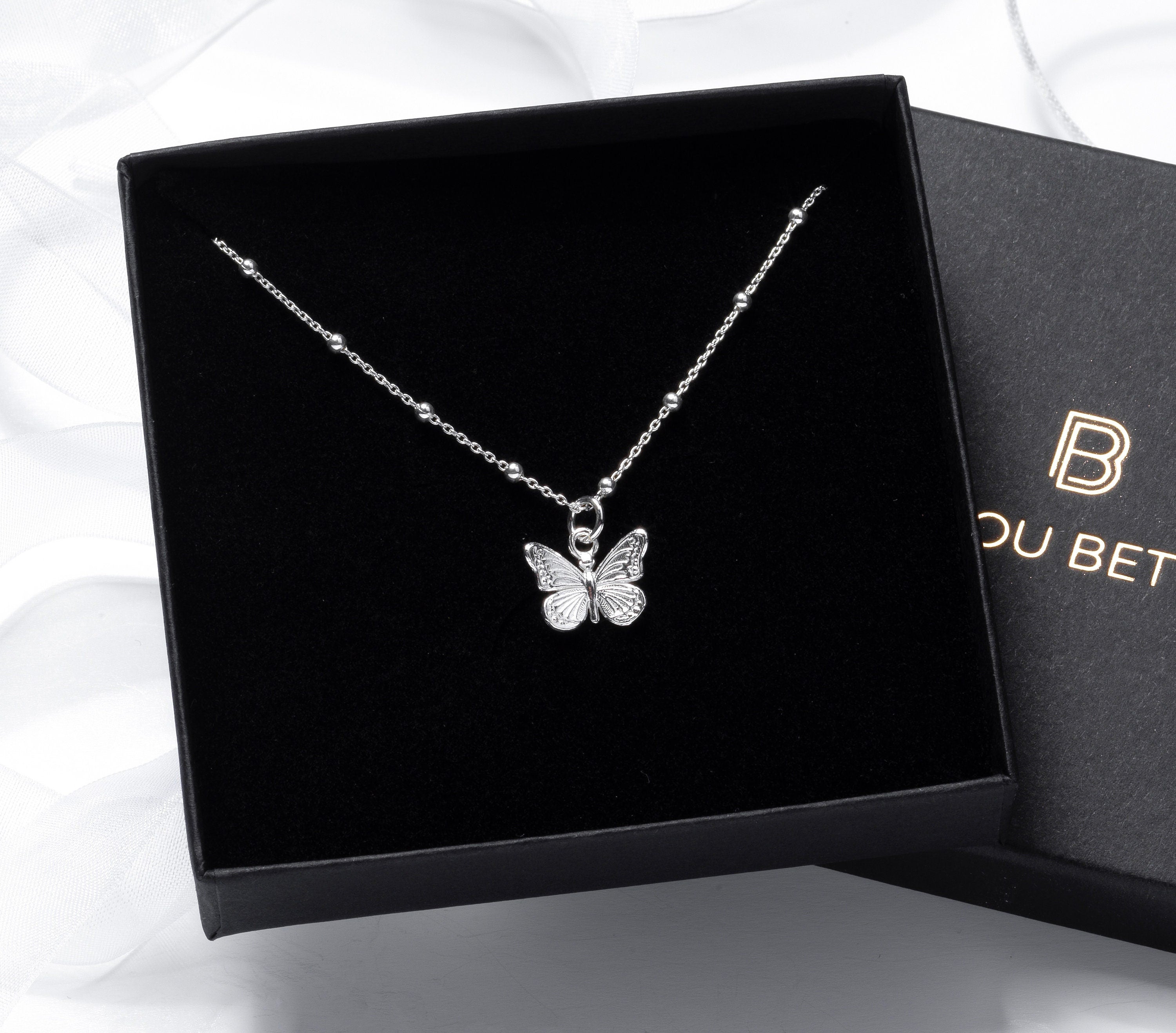Sterling Siver butterfly necklace in gift box.