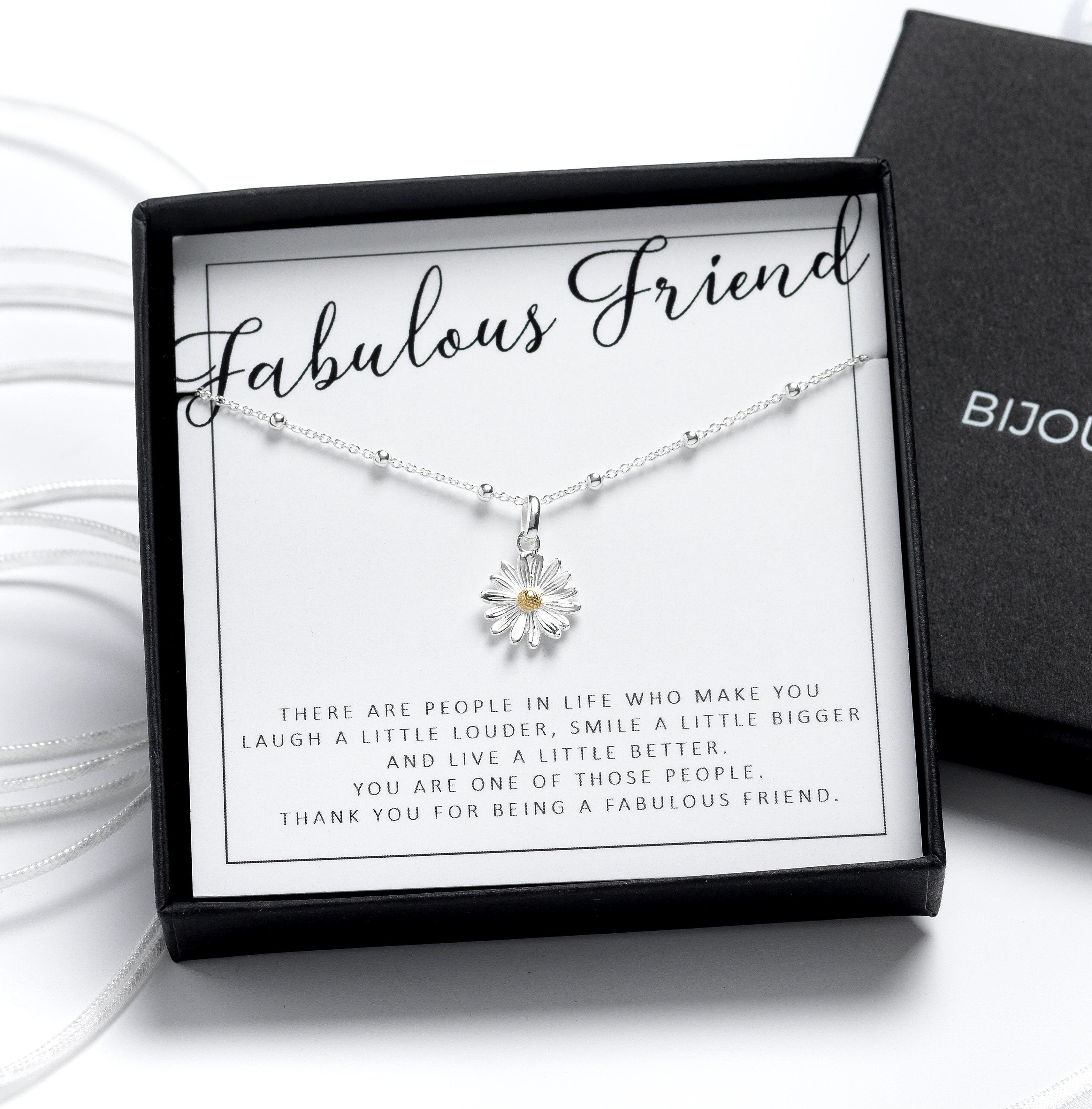 Sterling Silver Daisy Necklace Friend Birthday Gift