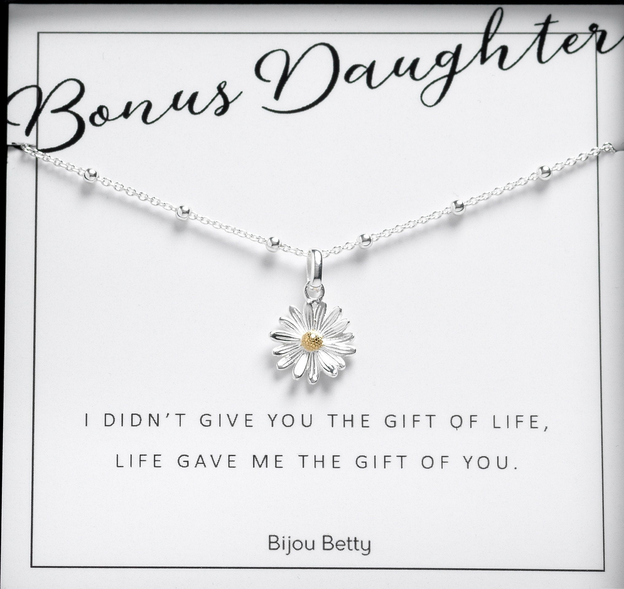 Sterling Silver Stepdaughter Daisy Necklace Gift