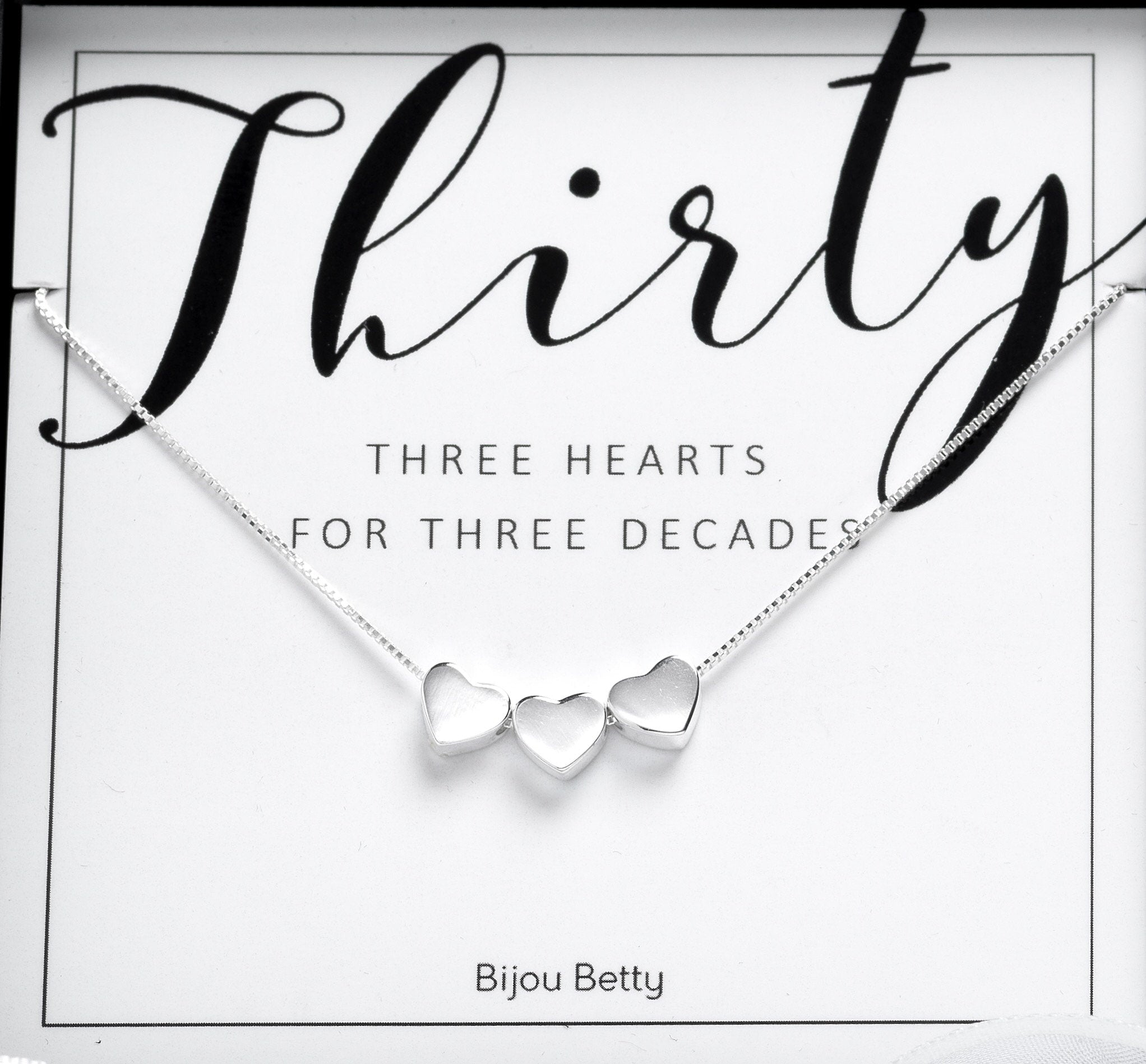 Sterling Silver 30th Birthday Heart Necklace Gift
