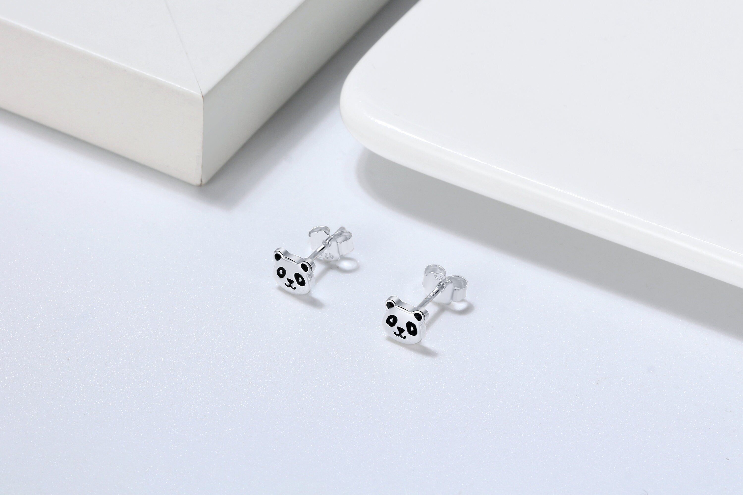 Panda sterling silver earrings.