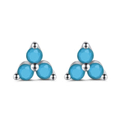 Three Cz Stud Earrings, Silver Tiny Studs, Turquoise Studs, Minimalist Stud Earrings, Stud Earrings, Gold Dainty Studs, Tiny Earrings