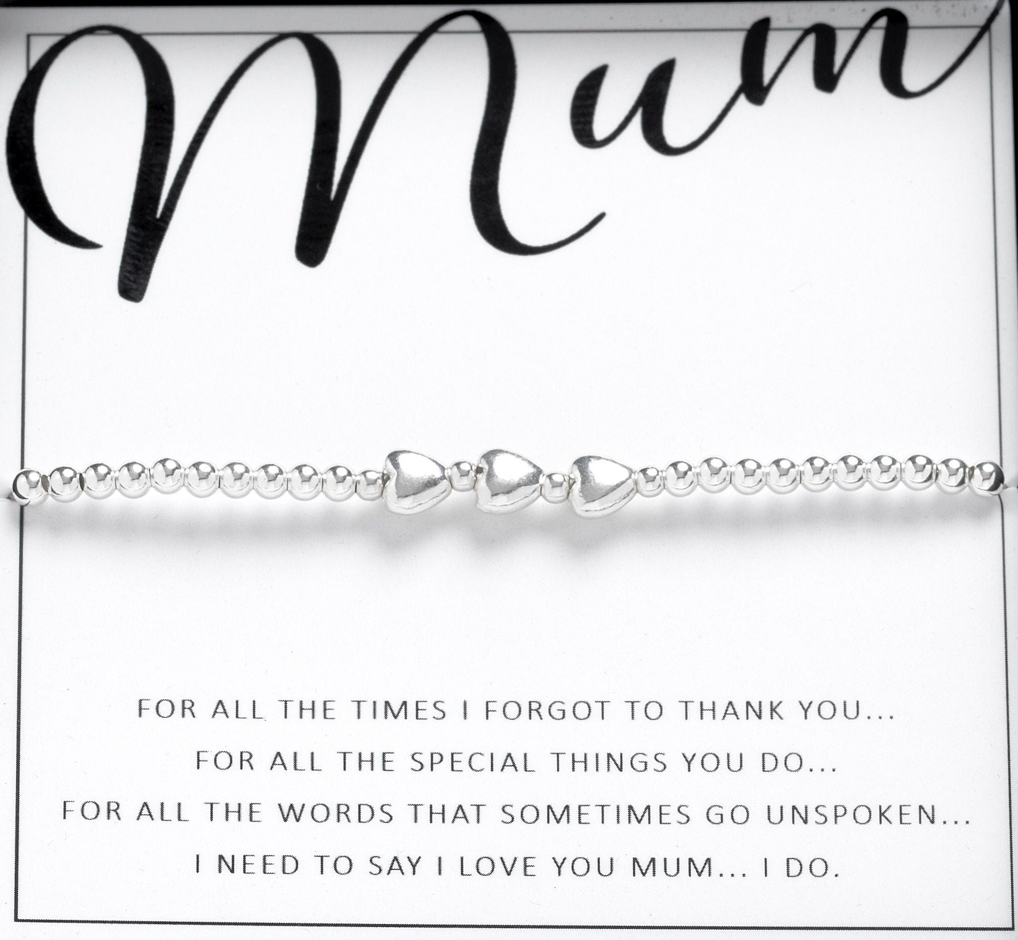 Heart Bracelet Gift for Mum | Christmas, Birthday, Thank You Gift | Sterling Silver Mum Jewellery | Mom Jewellery