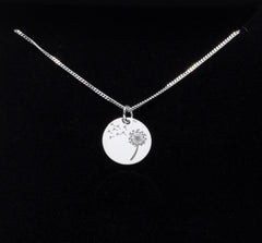 Sterling silver dandelion necklace in Bijou Betty gift box.