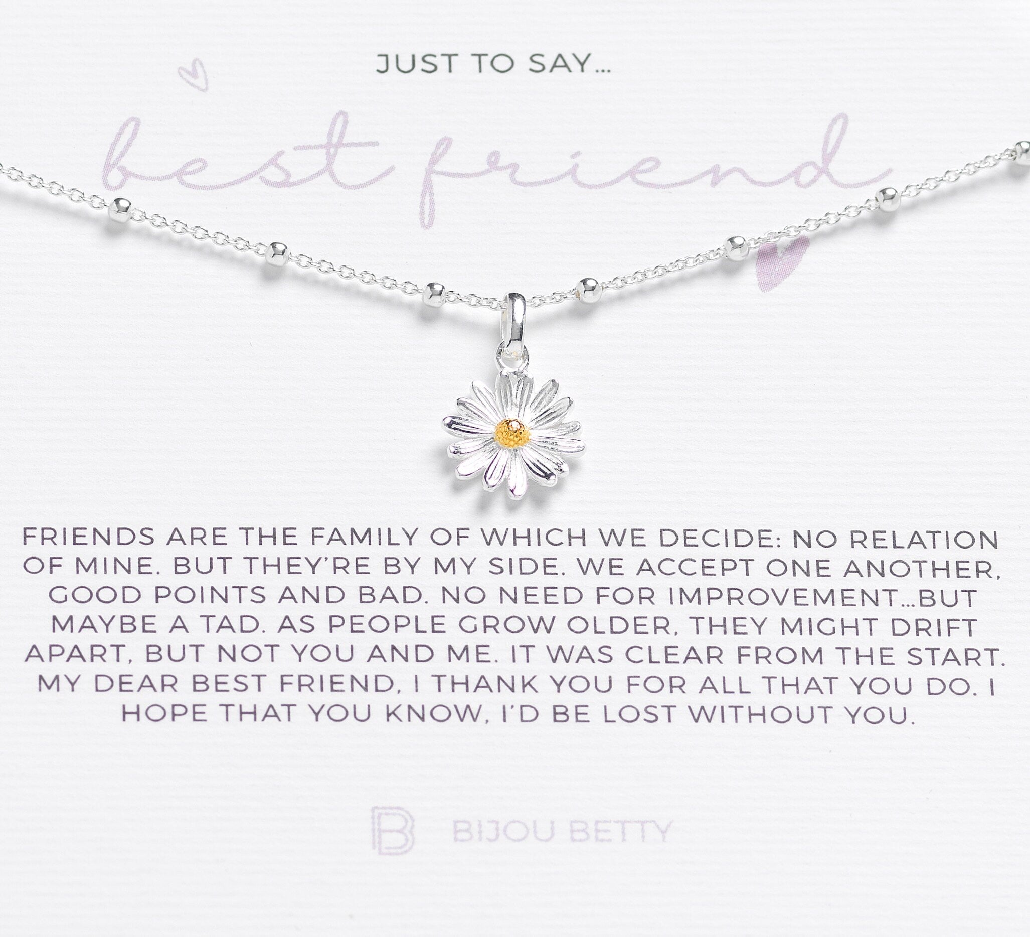 Sterling Silver Friendship Daisy Necklace Gift