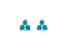 Three Cz Stud Earrings, Silver Tiny Studs, Turquoise Studs, Minimalist Stud Earrings, Stud Earrings, Gold Dainty Studs, Tiny Earrings