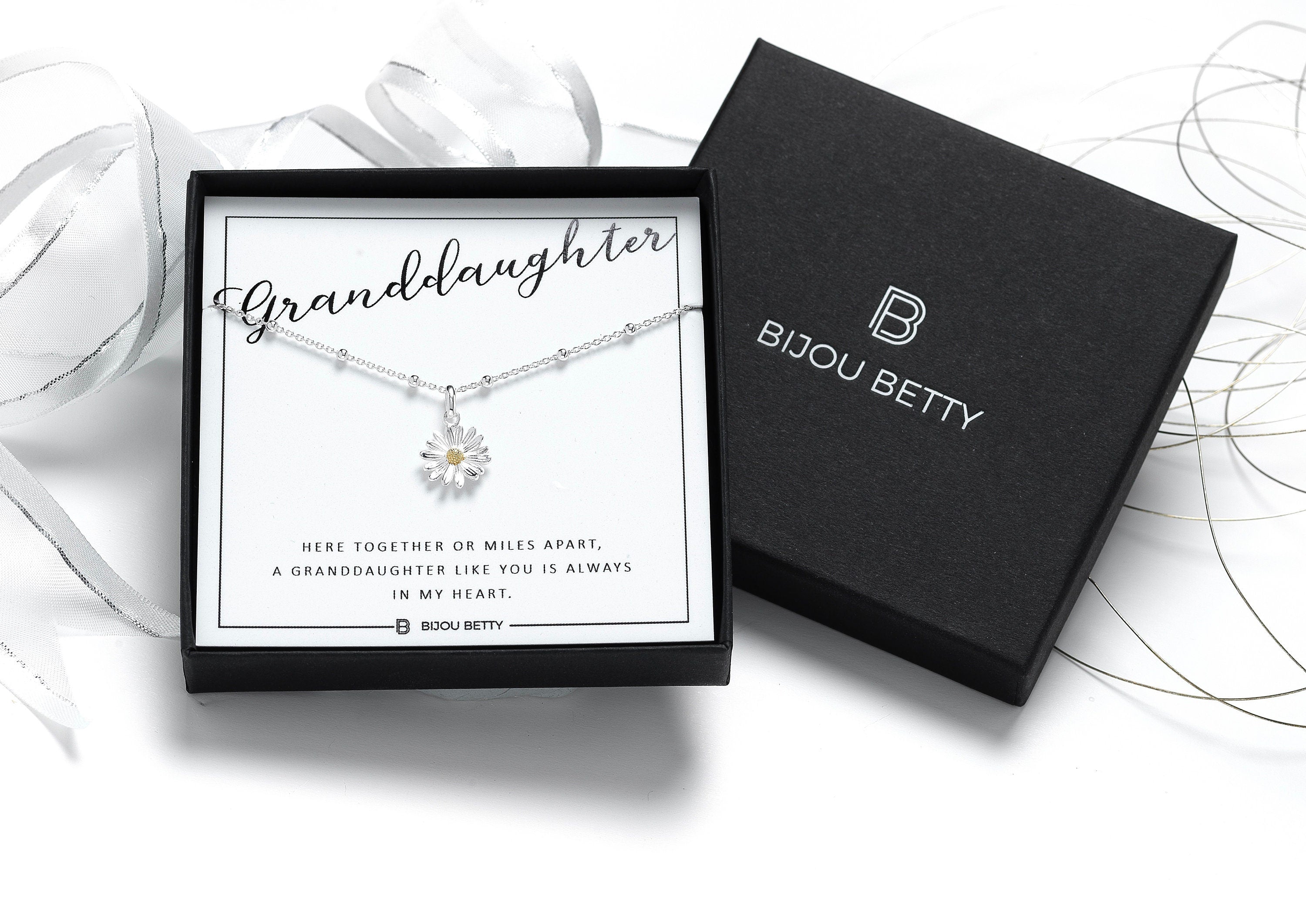 Sterling Silver Granddaughter Daisy Necklace Gift
