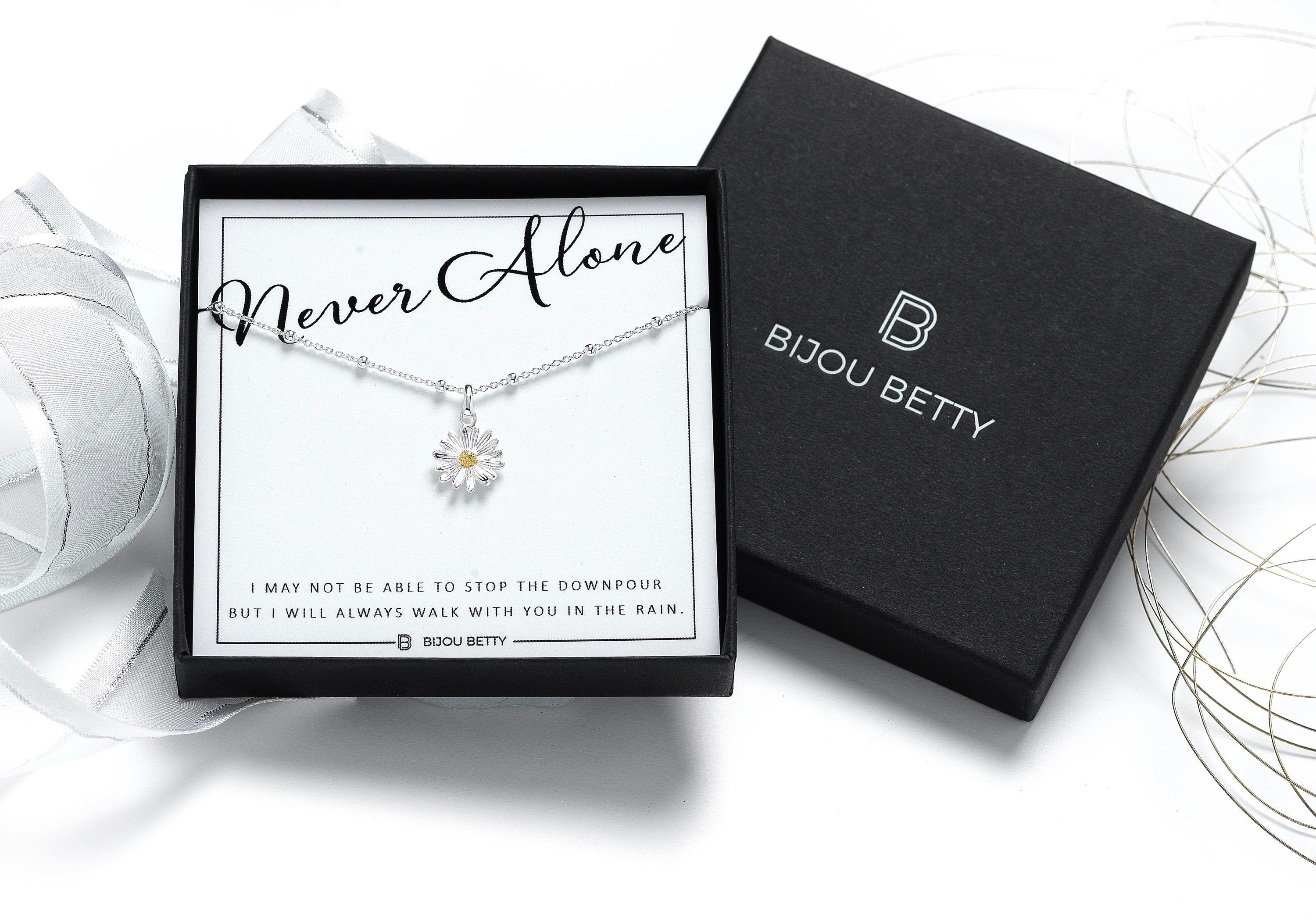 Sterling Silver Daisy Necklace Friend Support Gift