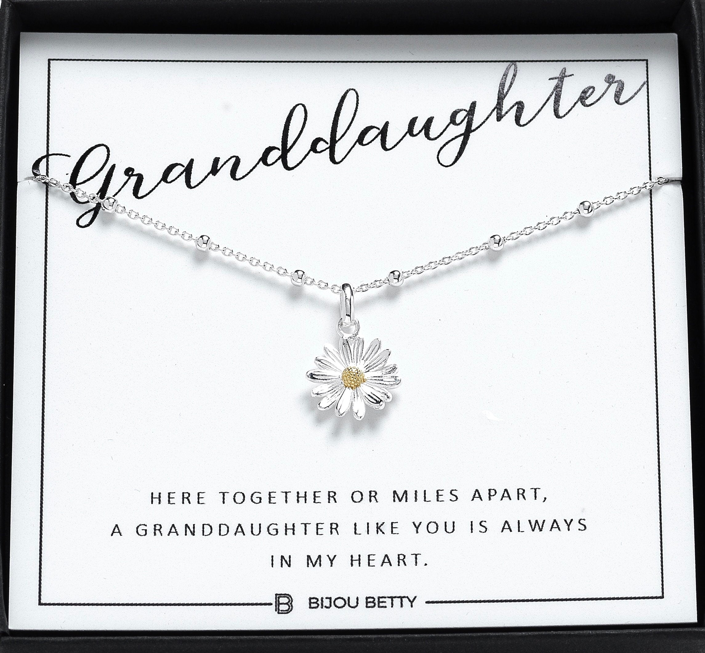 Sterling Silver Granddaughter Daisy Necklace Gift