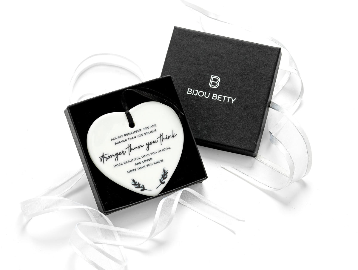 Ceramic Heart Decoration – 'You Are Stronger Than You Think' Gift for Daughters, Sisters, Friends