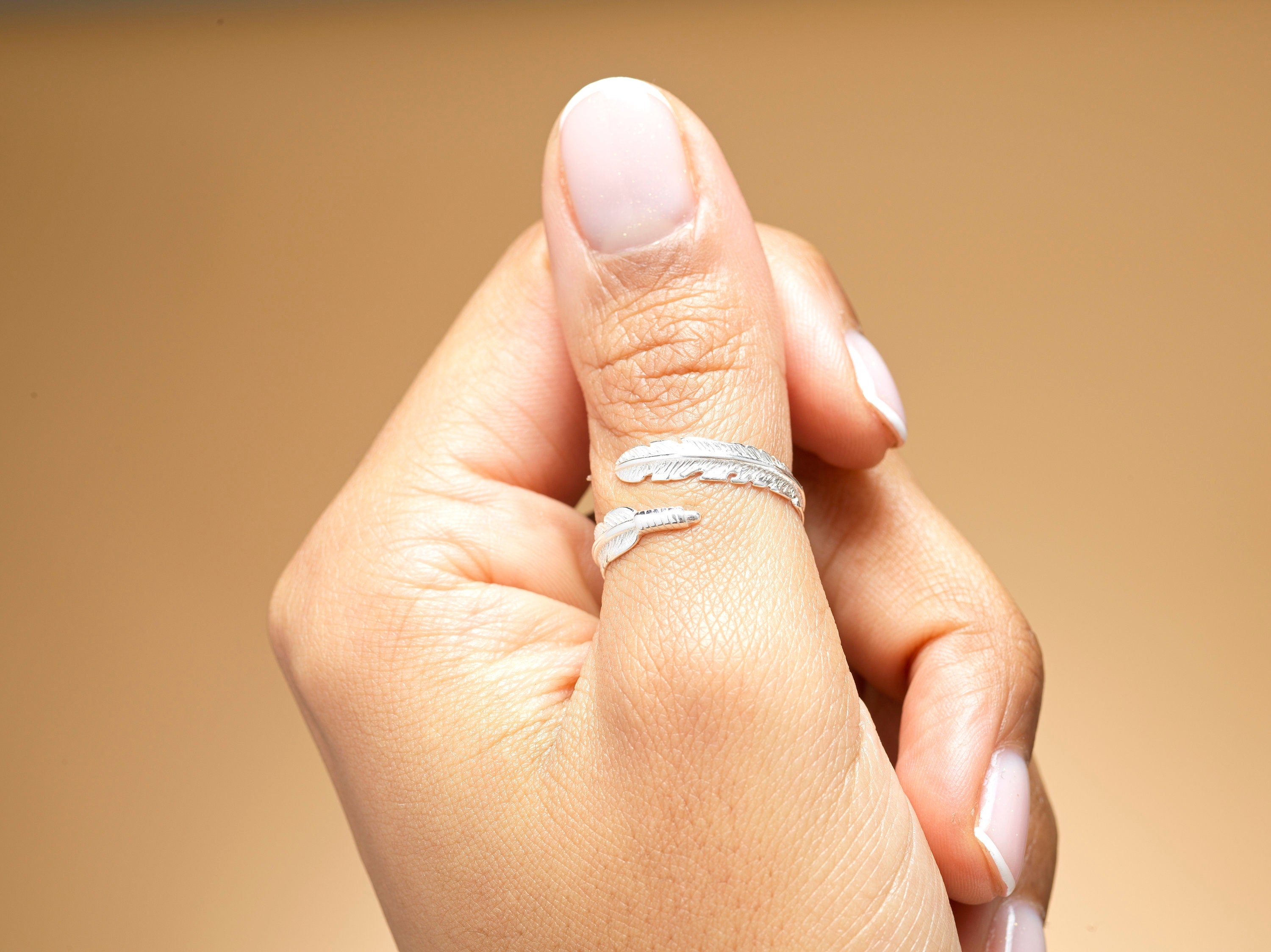Adjustable Solid Silver Feather Ring, A Feather From An Angel Quote