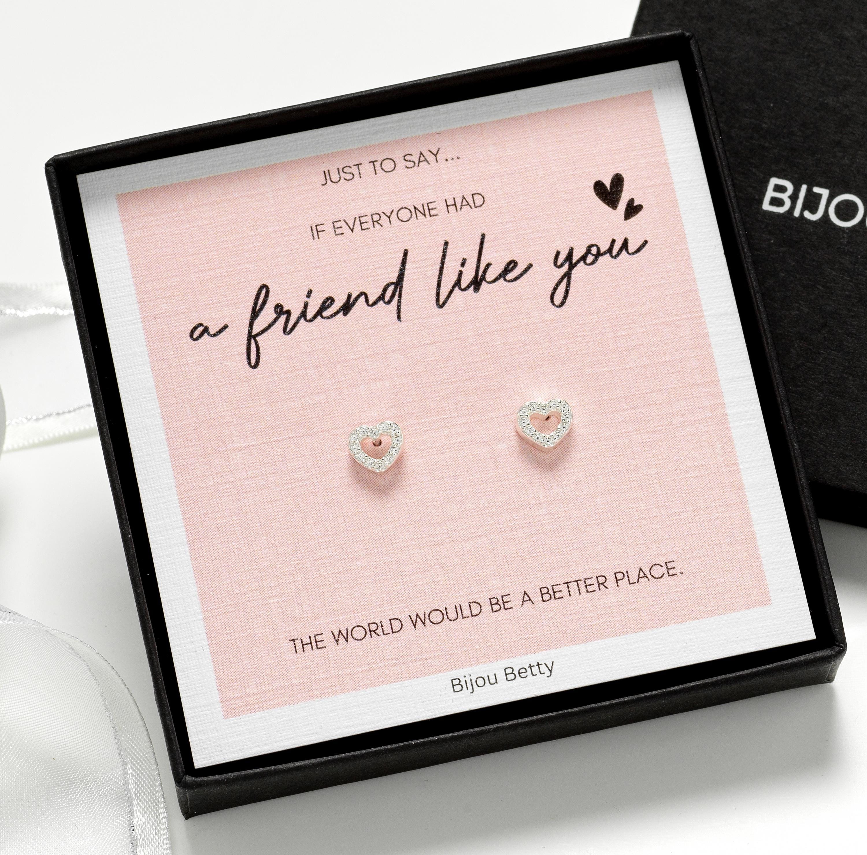 Gift for Friend, Birthday, Christmas, Thank You | Heart Open Stud Earrings | Sterling Silver, Gold | Birthday Jewellery