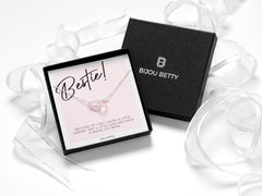 Solid silver interlinked heart and circle necklace.  Presented in a luxury gift box and matching gift bag.