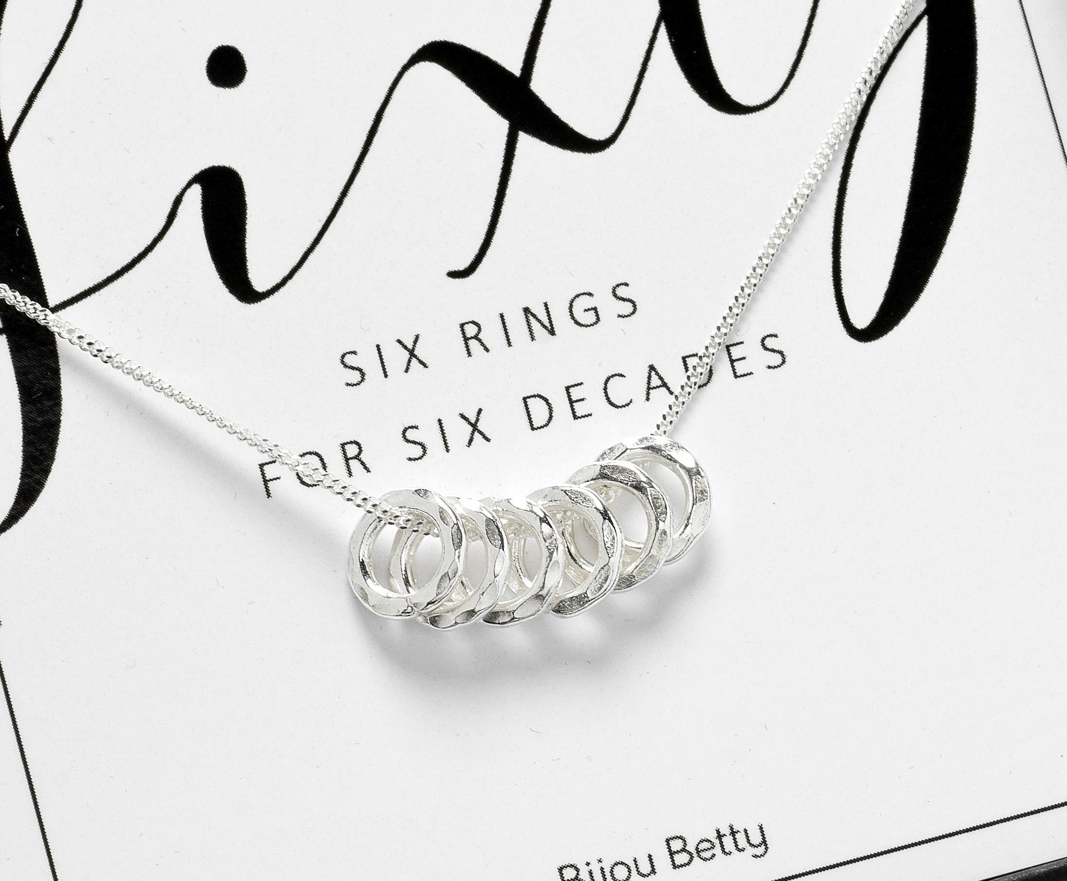 60th Birthday Gift Sterling Silver Decades Necklace for Mum, Grandma Daughter, Sister, Friend, Aunt