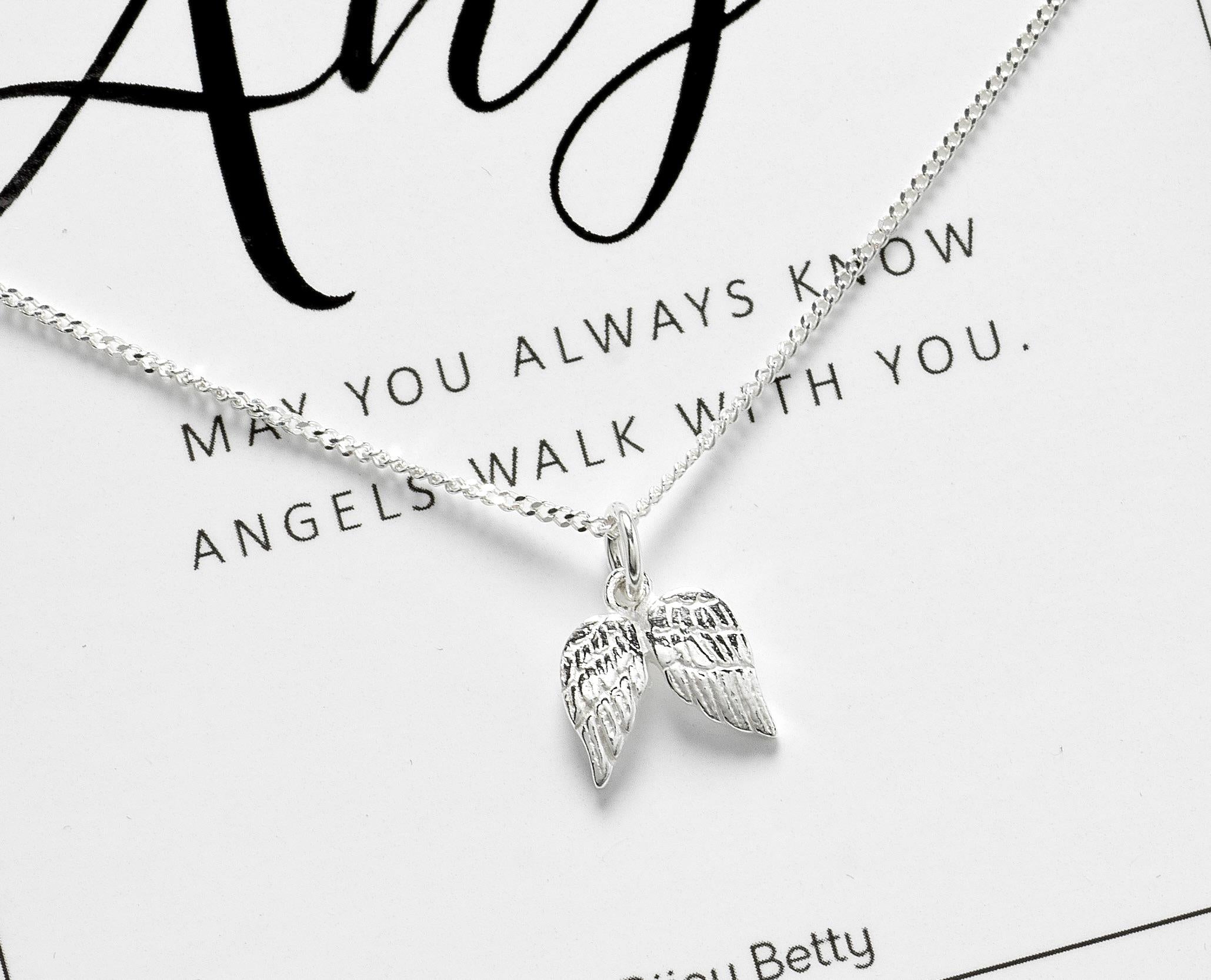 Sterling Silver Guardian Angel Wing Necklace Gift