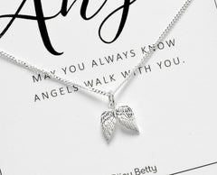 Sterling Silver Guardian Angel Wing Necklace Gift