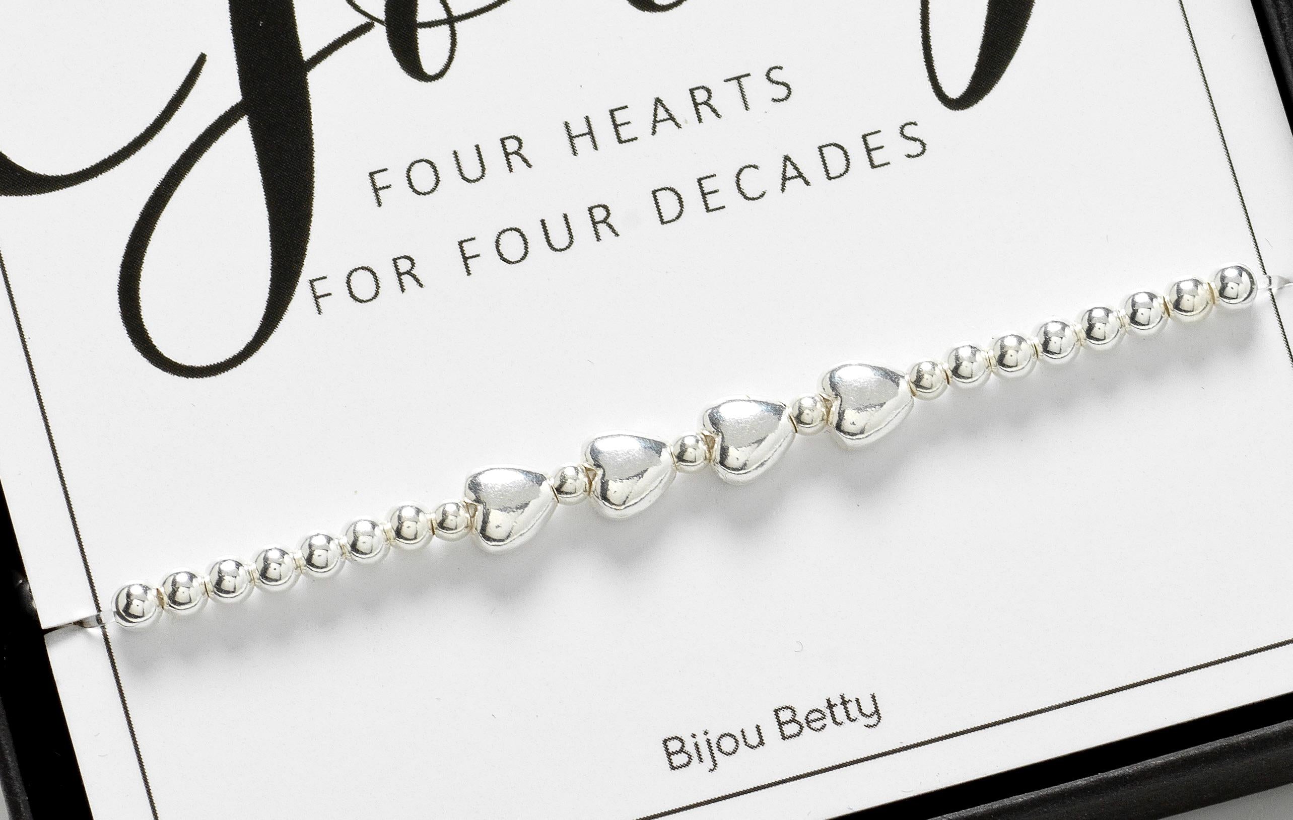 Sterling Silver 40th Birthday Heart Bracelet Gift