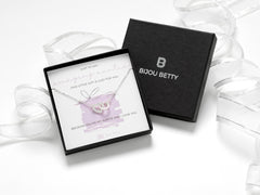 Sterling silver auntie circle necklace in Bijou Betty gift box.