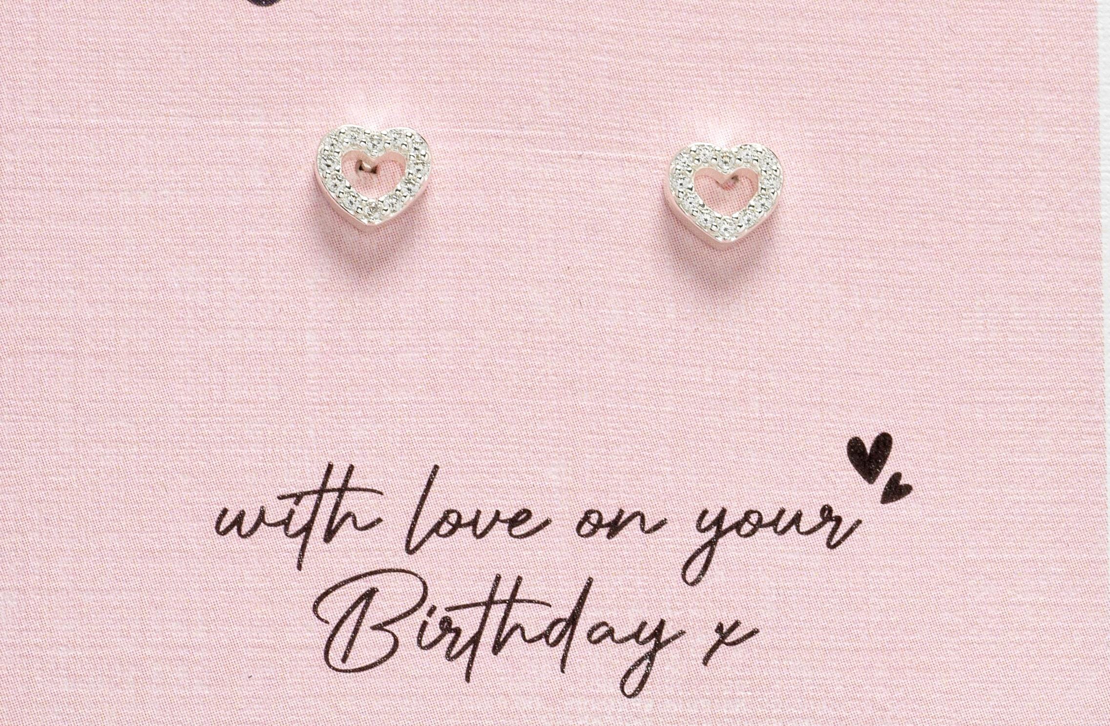 18th Birthday Silver Heart Stud Earrings
