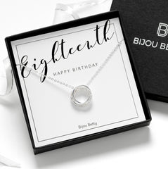 1Sterling silver 18th birthday circle necklace with CZ stones.