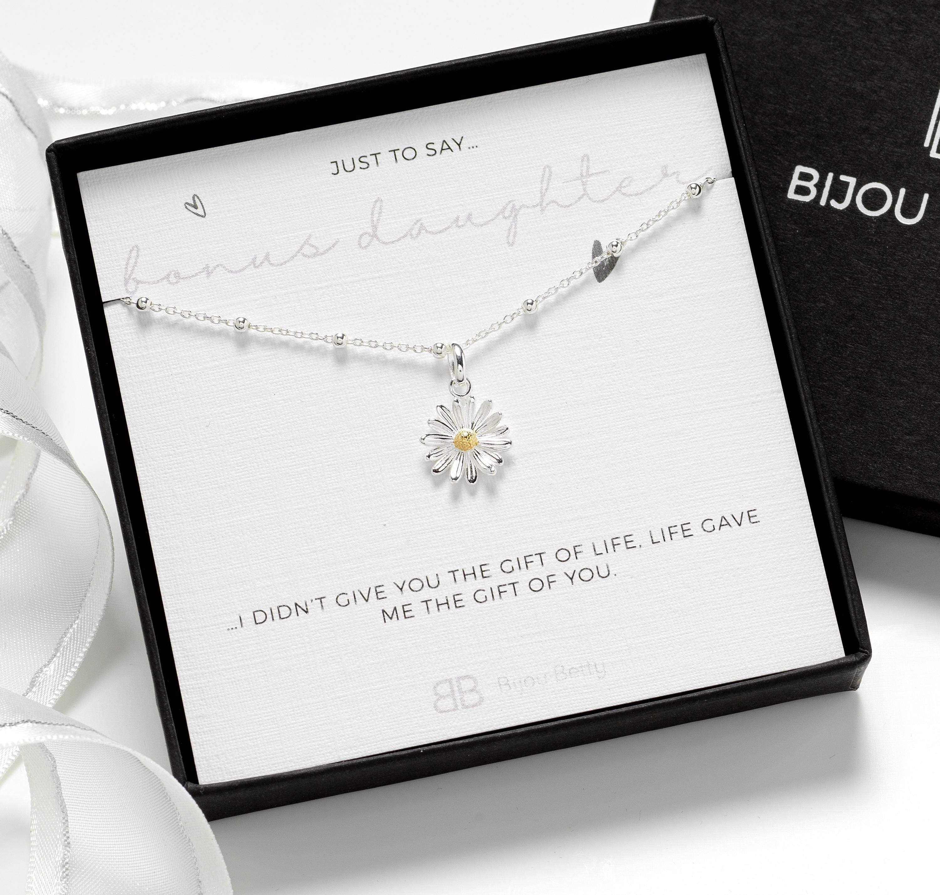 Stepdaughter Gift | Sterling Silver Daisy Necklace | Bonus Daughter Jewellery | Birthday, Christmas, Wedding Gift | Bijou Betty