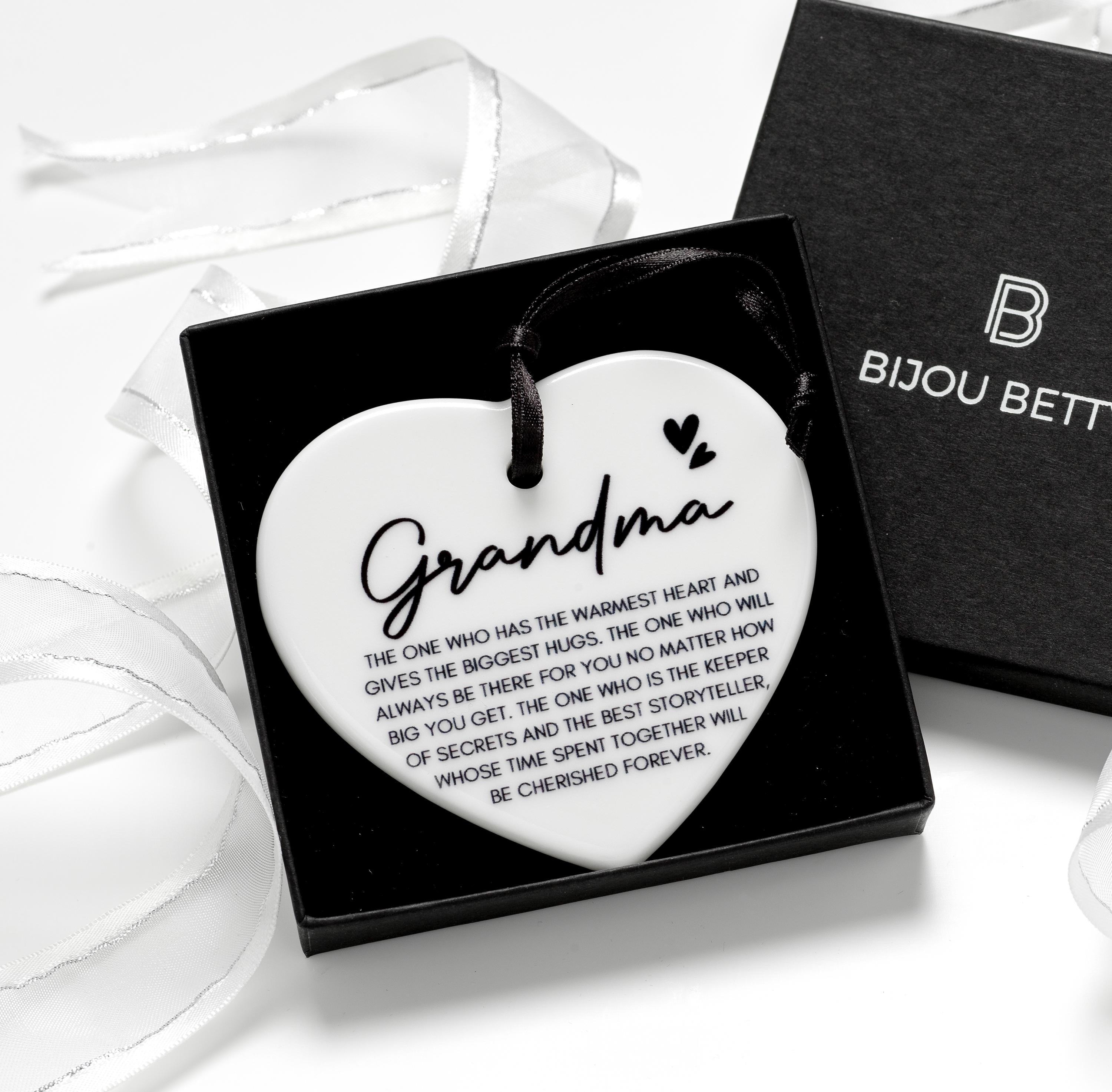 Grandma Gift, Ceramic Heart Keepsake, Grandma Birthday Gift, Christmas Gift, Grandmother Quote Decoration, Sentimental Gift for Grandma