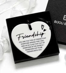 Friend Gift Ceramic Heart Keepsake Best Friend Quote Ribbon. Birthdays, Christmas or Thank You Gift