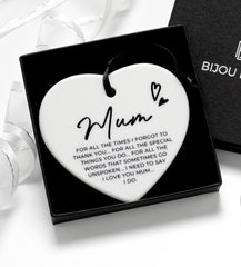 Mum Gift Ceramic Heart Keepsake Birthday, Christmas Gift