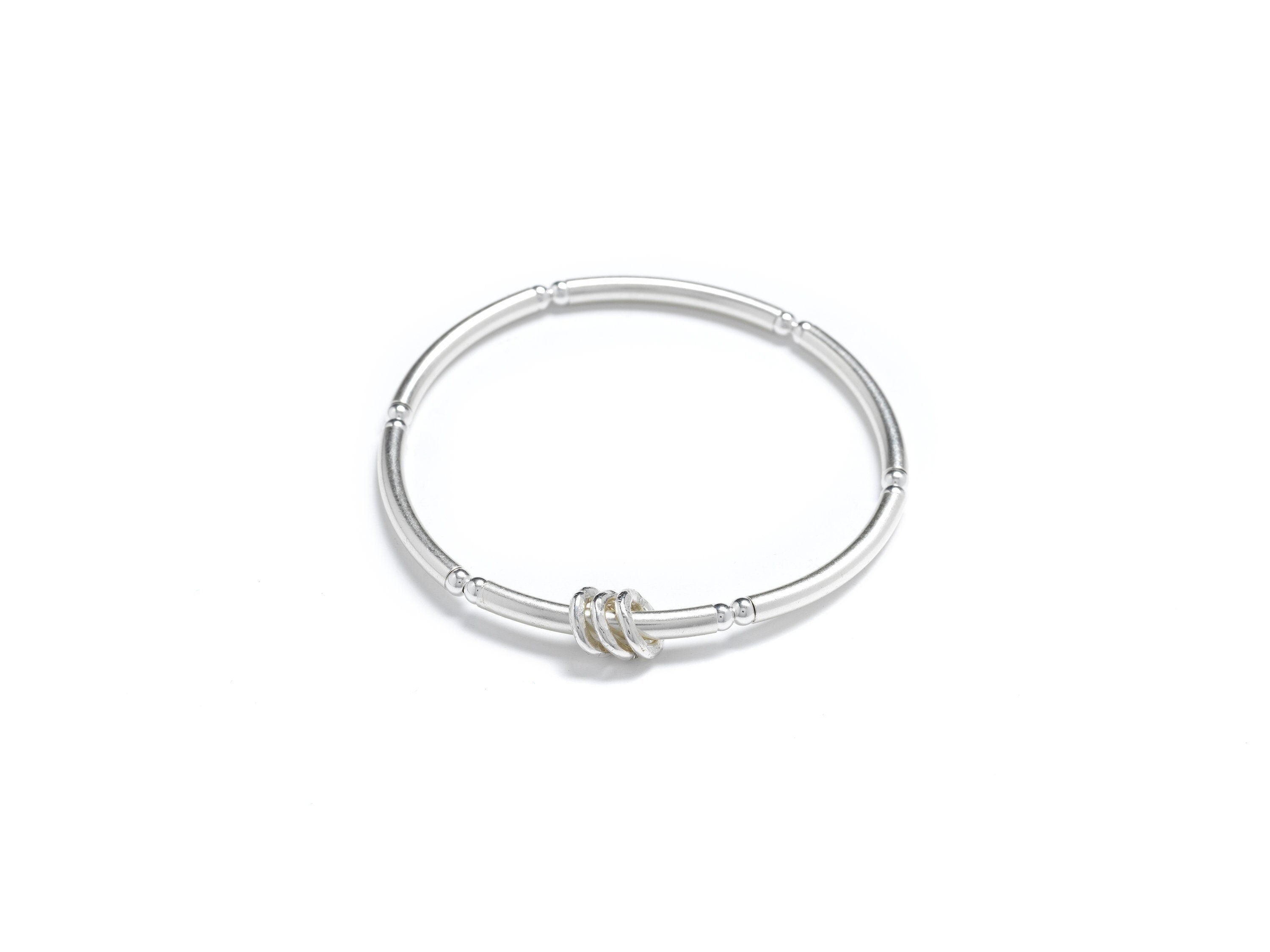 Sterling silver 30th birthday bracelet with 7mm textured rings, 925 silver, 3mm beads, stretch cord, in Bijou Betty gift box and bag with card.