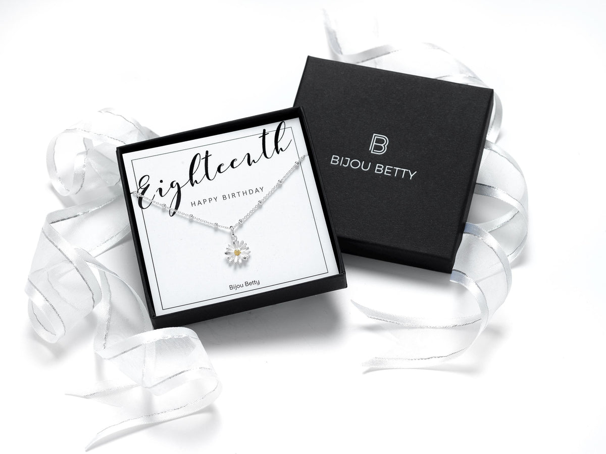 Sterling silver 18th birthday daisy necklace with 12mm pendant.