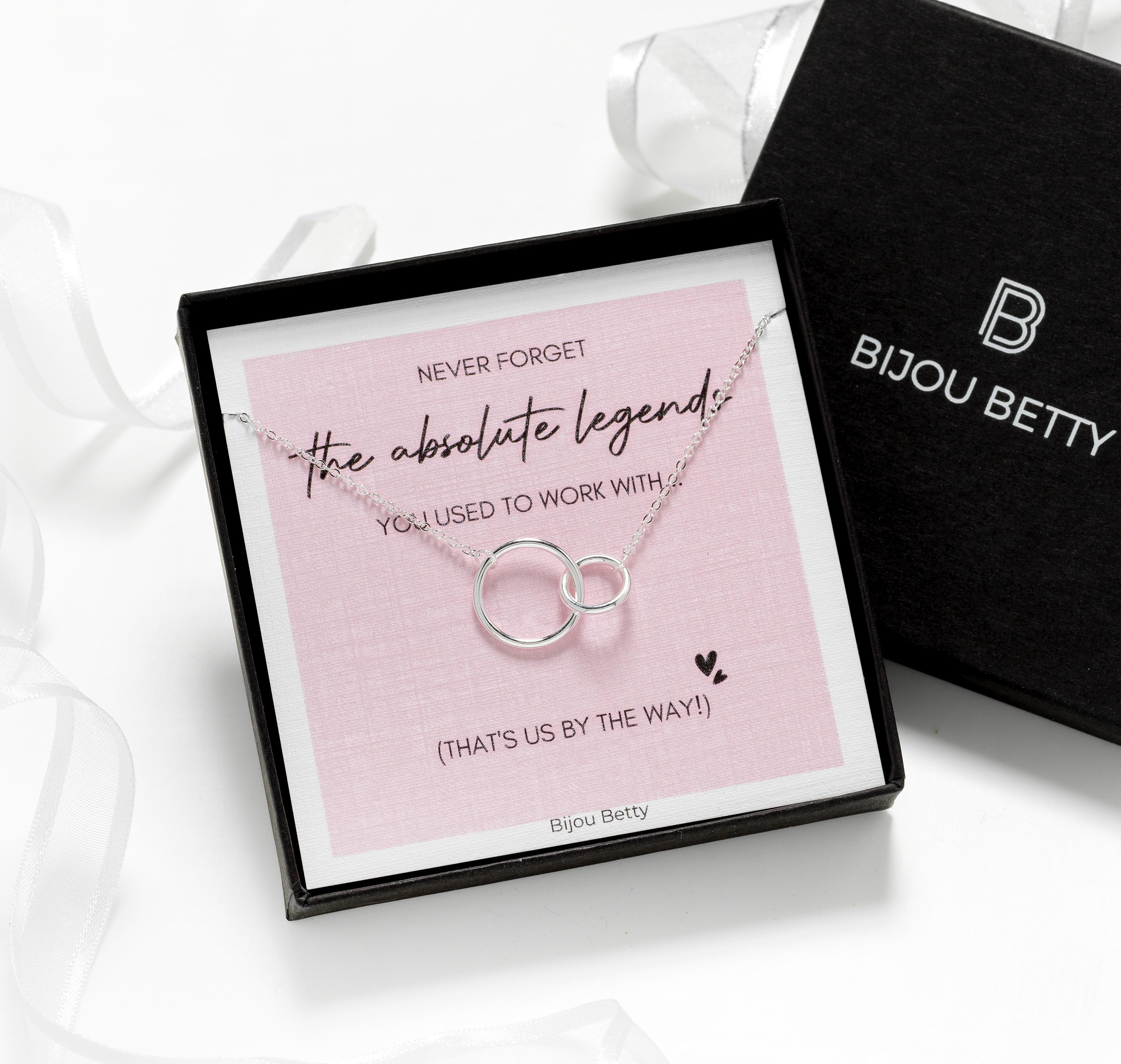Leaving gift for a colleague.  Sterling silver interlinked circles necklace in a luxury gift box.