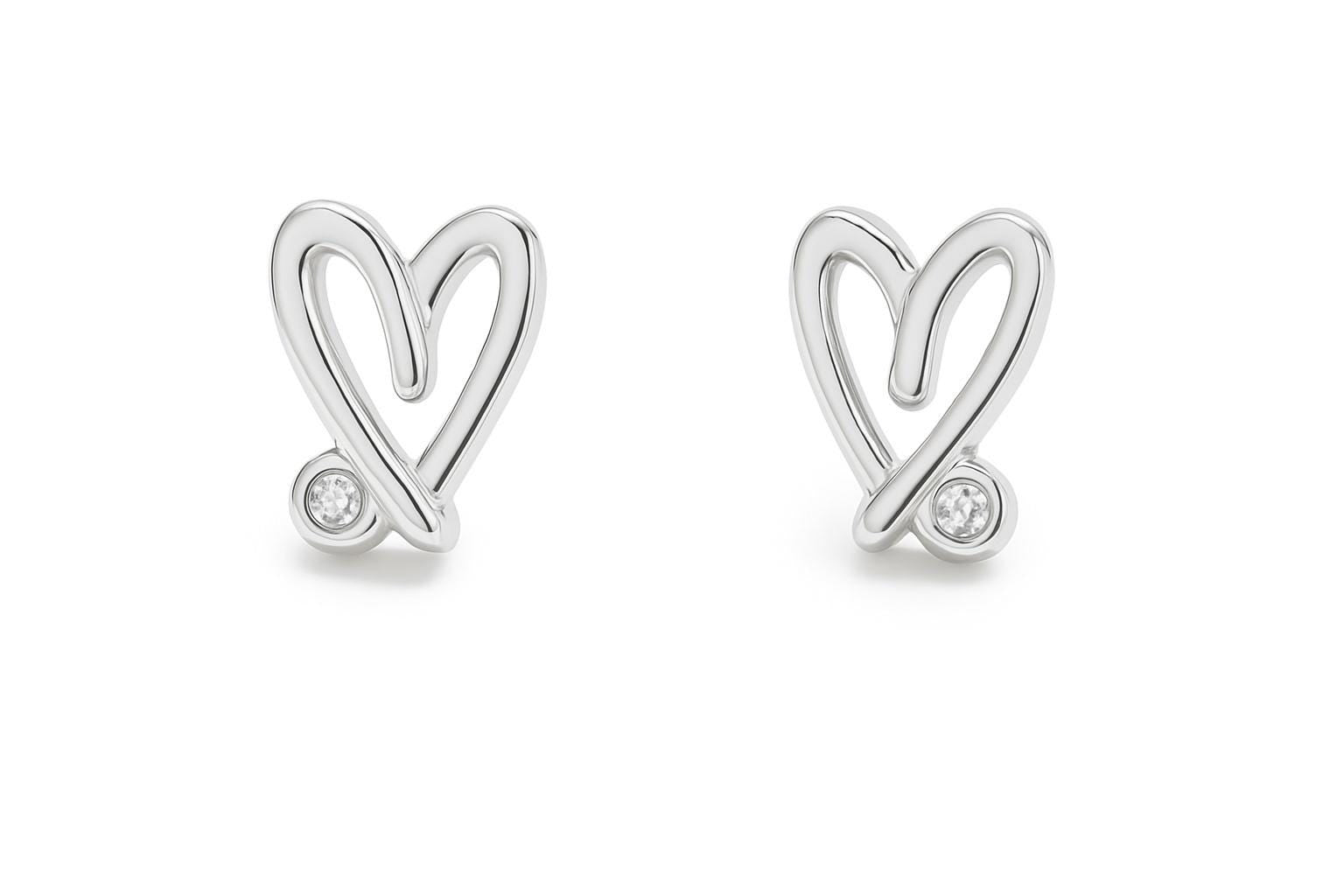 Sterling silver 16th birthday heart-shaped stud earrings.