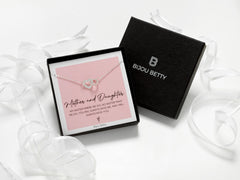 Bijou Betty’s mother daughter necklace gift set, 925 silver heart and circle pendant in gift box with bag, tissue, and card: Mother and Daughter…