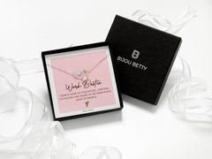 Bijou Betty’s work bestie necklace gift set, 925 silver heart and circle pendant in gift box with bag, tissue, and card: Work Bestie - Chance made us colleagues…
