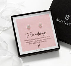 Silver Friendship Heart Earrings Gift for Her, Birthday. Christmas, Thank You's