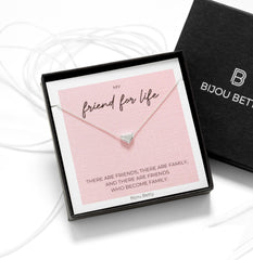 Close-up of Bijou Betty’s 925 silver heart necklace, 9mm x 8mm pendant, silver or rose gold plate, on 16–18 inch chain, white background.