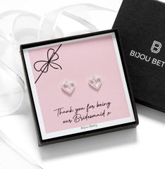 Bridesmaid Thank You Sterling Silver Heart Earrings – Wedding Gift