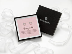 925 silver heart earrings, perfect for daughter proud of you gifts for graduations or jobs.