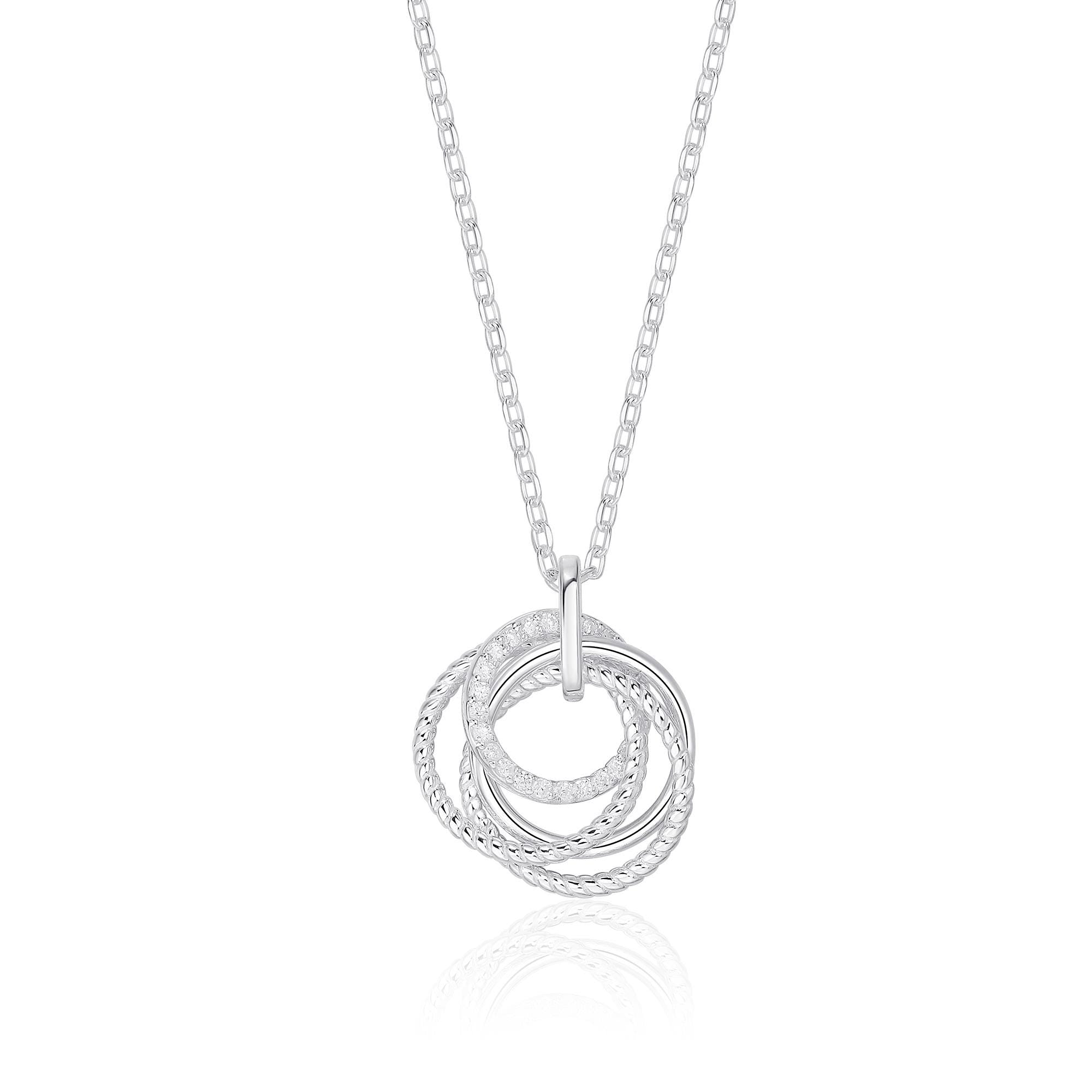 40th birthday decades necklace with 4 rings.  Solid sterling silver.