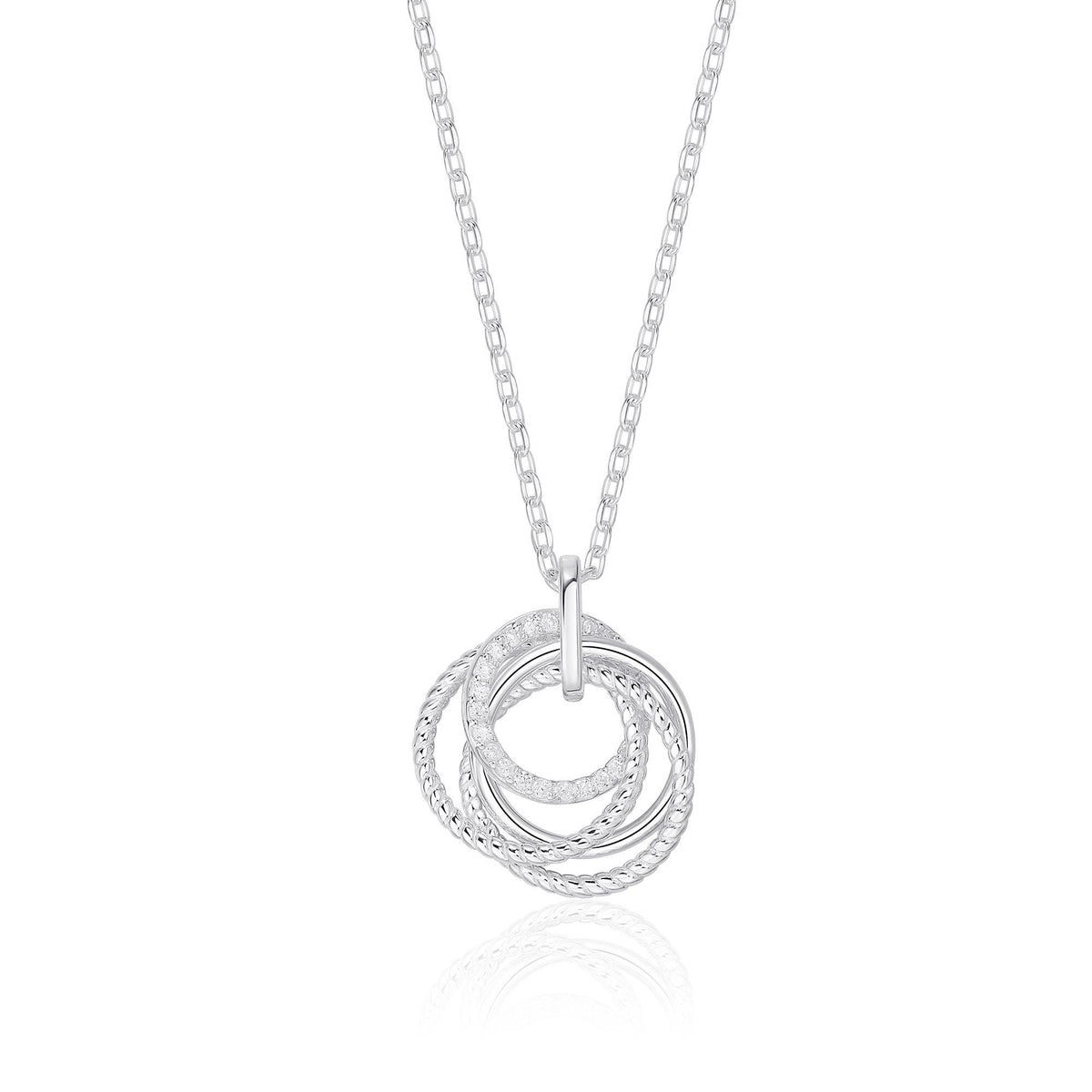 40th birthday decades necklace with 4 rings.  Solid sterling silver.