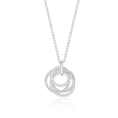 40th birthday decades necklace with 4 rings.  Solid sterling silver.