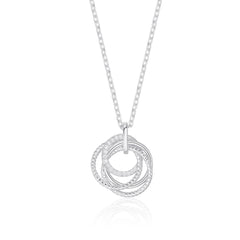 40th birthday decades necklace with 4 rings.  Solid sterling silver.
