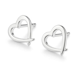 Gift for Friend, Birthday, Christmas, Thank You | Heart Open Stud Earrings | Sterling Silver, Gold | Birthday Jewellery