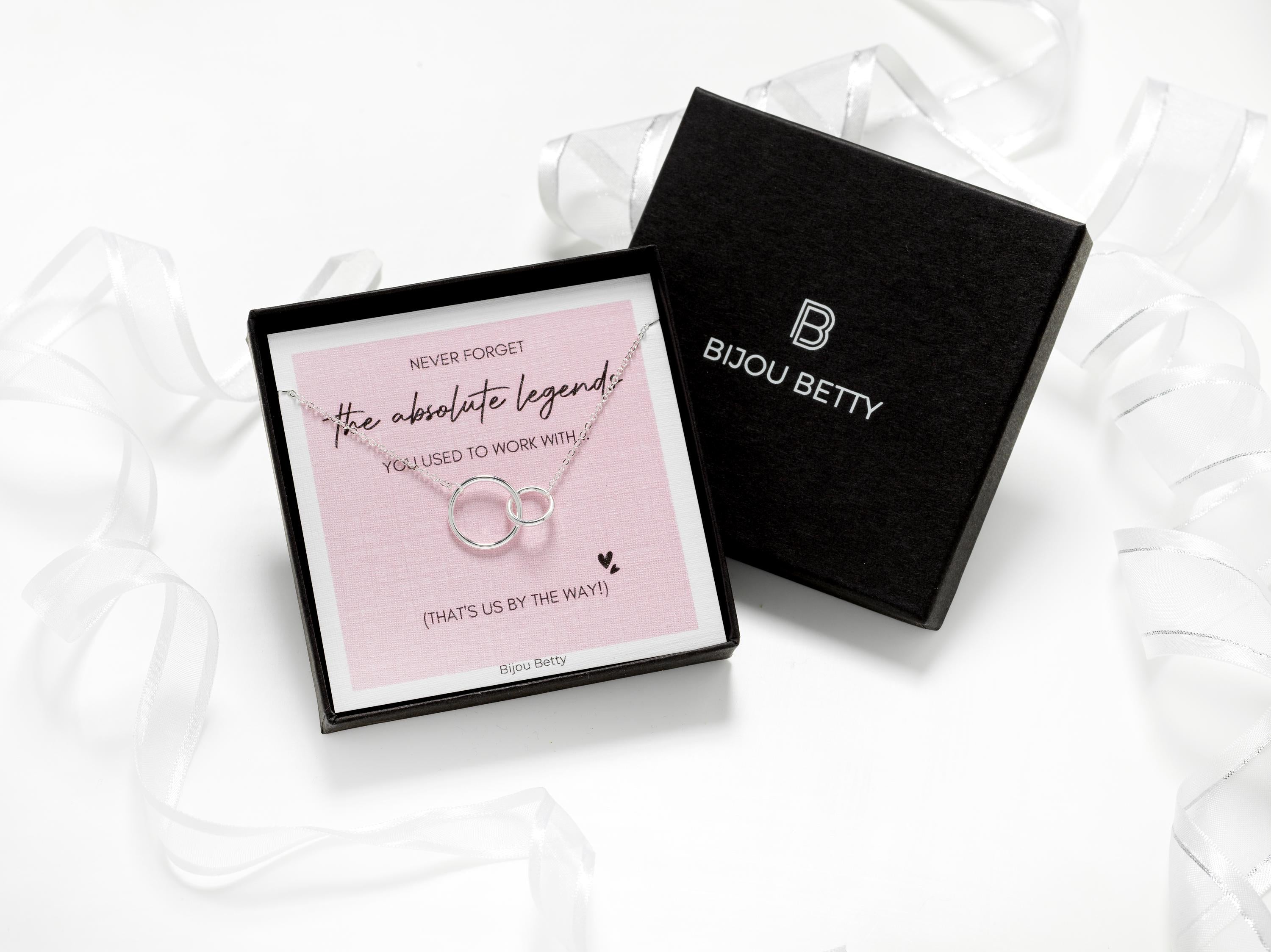 Colleague new job leaving gift.  Sterling silver interlinked circles necklace in a luxury gift box.