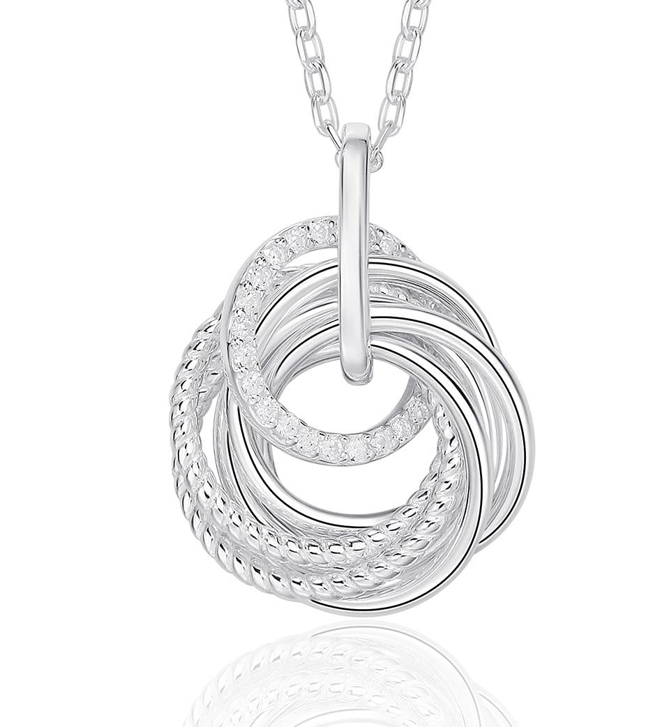 Close-up of 925 silver necklace featuring textured and smooth rings, perfect for a 70th milestone gift.