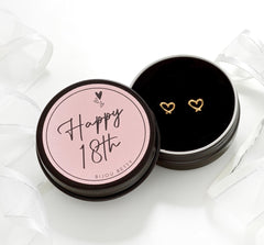 Bijou Betty 18th birthday earrings with optional gift bag and personalised tag, great for granddaughter milestone gifts.