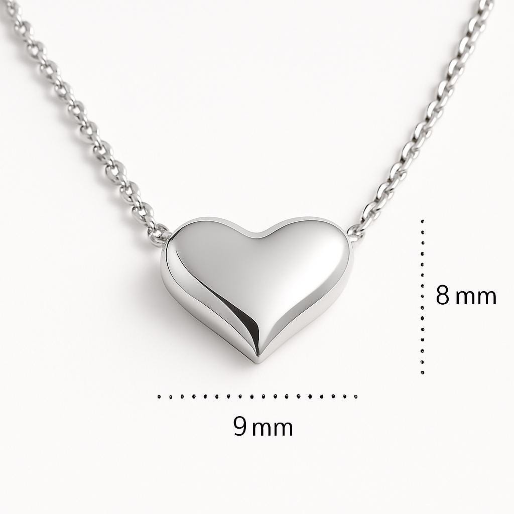 Close-up of 925 silver heart necklace with gold/rose gold options, perfect for goddaughter birthday gifts.